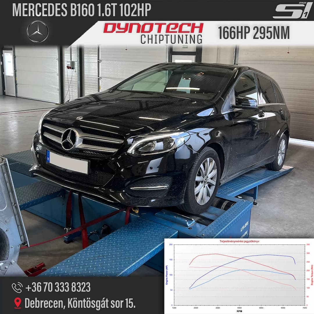 Mercedes B160 1.6T 102hp Optimalizálás - Dynotech Chiptuning & Dyno